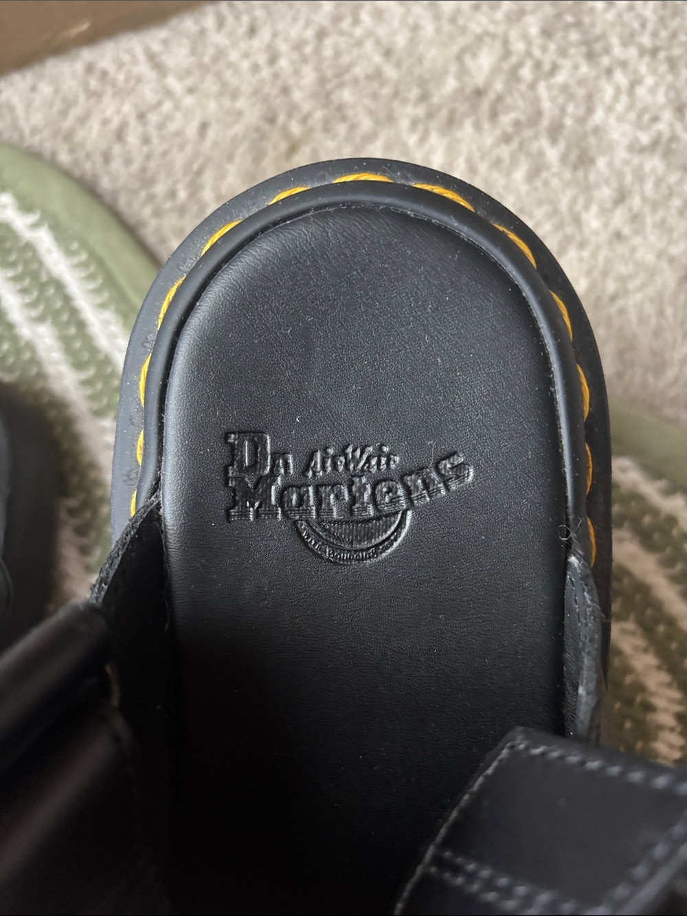 Dr. Martens Black Leather Clog Mules with Yellow Stitching - Picture 4 of 4